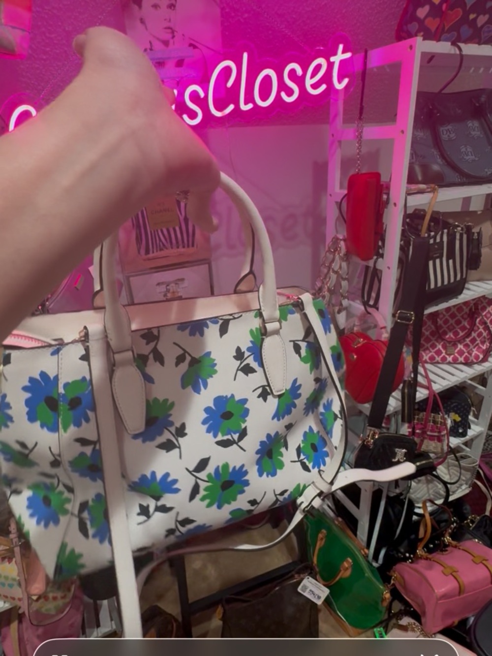 kate spade White Floral Satchel with Blue & Green Flowers - Picture 6 of 6